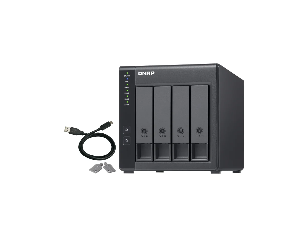 QNAP TR-004 4-Bay USB 3.2 Gen 1 Festplatten-Array / DAS-Gehäuse (ohne Festplatten — Beschädigte Verpackung) (MPN TR-004) — Österreich Fachhandel