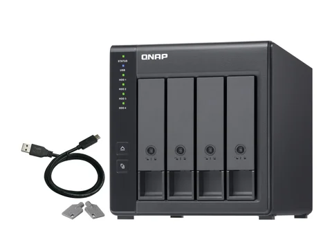 QNAP TR-004 4-Bay USB 3.2 Gen 1 Festplatten-Array / DAS-Gehäuse (ohne Festplatten — Beschädigte Verpackung) (MPN TR-004) — Österreich Fachhandel